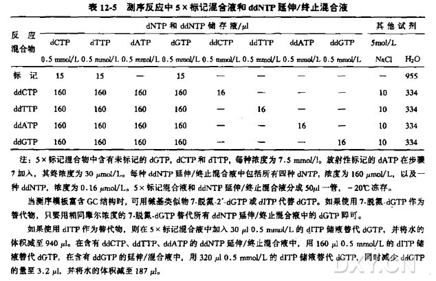 用 T7 噬菌体 DNA 聚合酶进行双脱氧测序反应实验